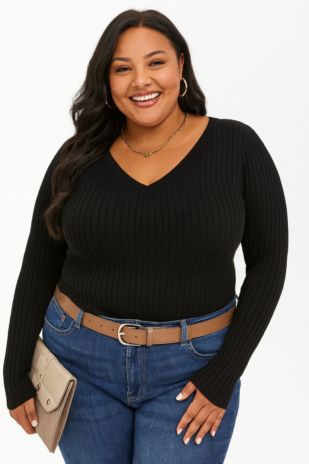 Essential Rib V Maglioncino