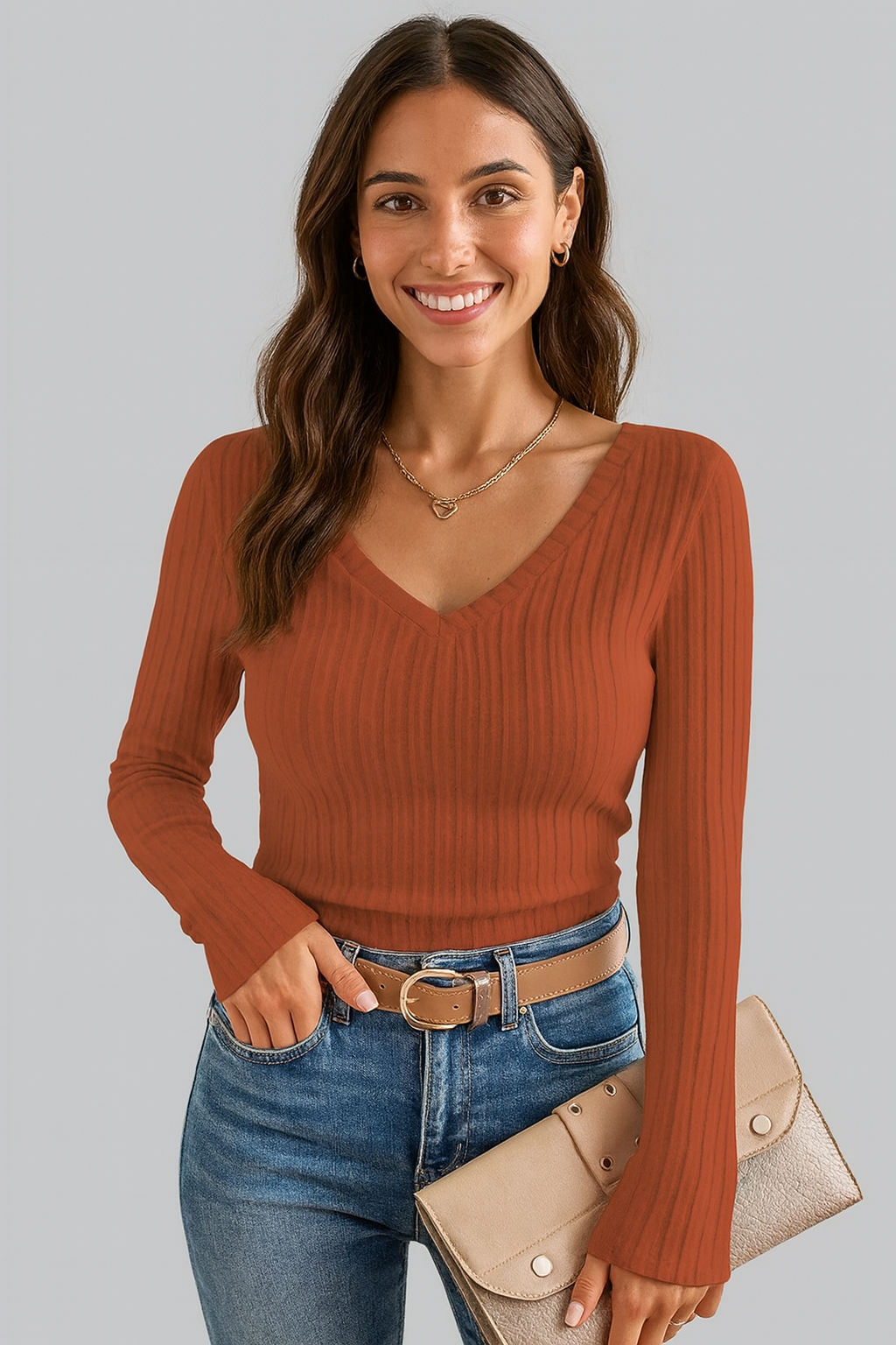 Essential Rib V Maglioncino